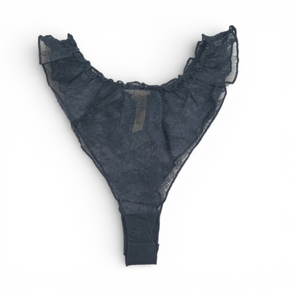 Free People Women L Gia Tanga Panty Lace Thong Black Mesh Intimates NWT Sexy